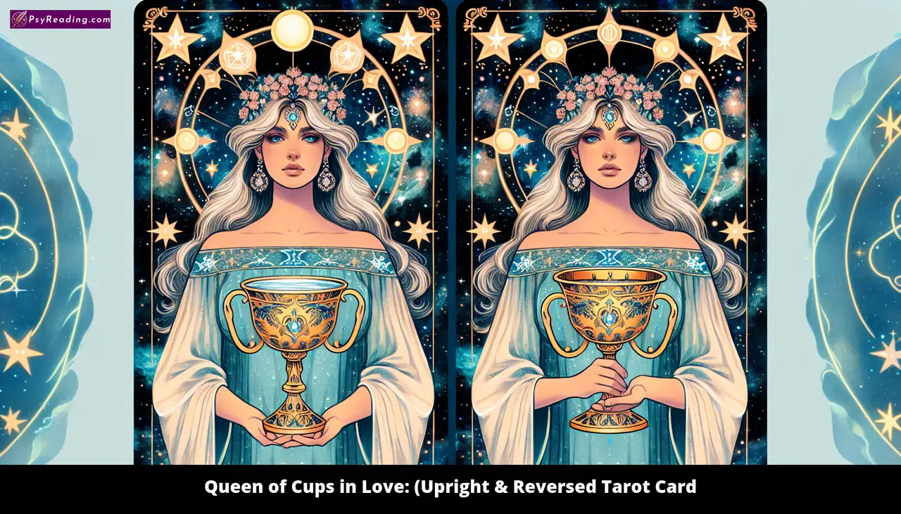 Queen of Cups in Love (Upright & Reversed Tarot Card